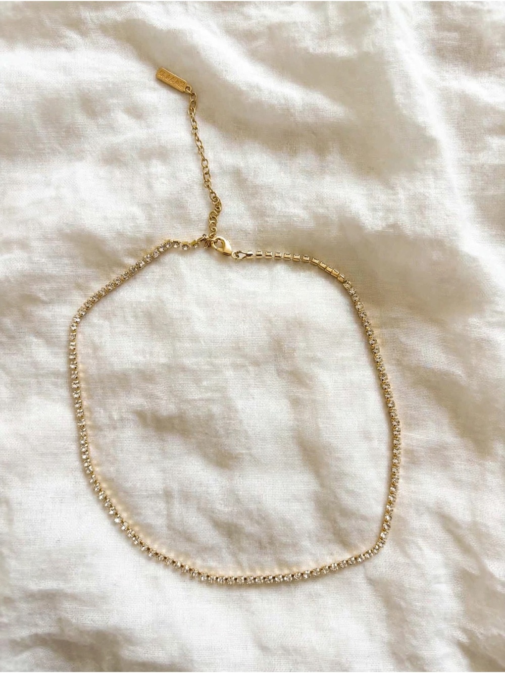 SUGARFIX by BaubleBar Gold Rhinestone Tennis Choker Necklace